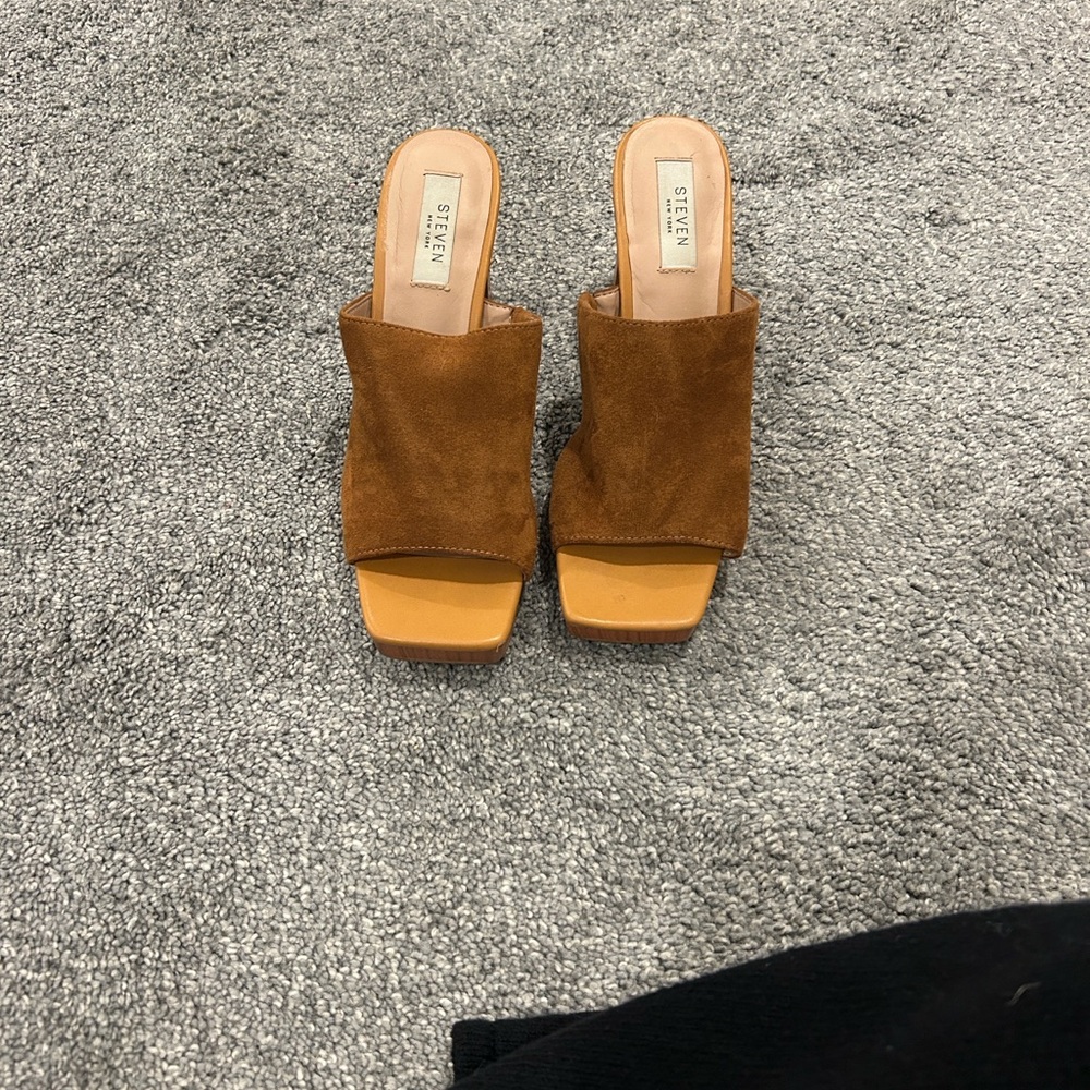 Steven By Steve Madden Brown Suede Mules